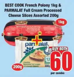Boxer BEST COOK French Polony 1kg & PARMALAT Full Cream Processed Cheese Slices Assorted 200g offer