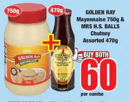 Boxer GOLDEN RAY Mayonnaise 750g & MRS H.S. BALLS Chutney Assorted 470g offer