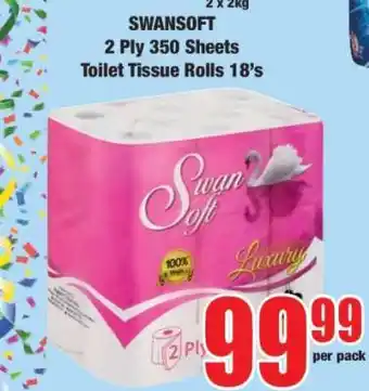 Boxer SWANSOFT 2 Ply 350 Sheets Toilet Tissue Rolls 18's offer
