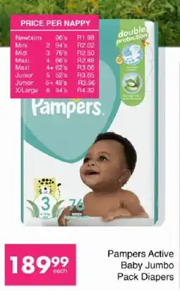 Save Pampers Active Baby Jumbo Pack Diapers offer