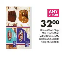 Save Henro Choc Chip/Milk Drops/Mint/Salted Caramel/My Scotties Chocolate offer