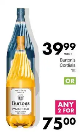 Save Burton's Cordials offer