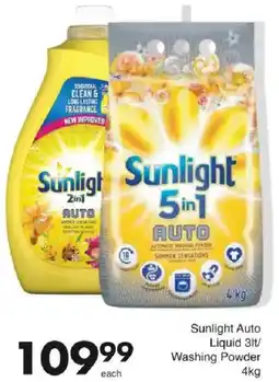Save Sunlight Auto Liquid 3lt/ Washing Powder 4kg offer