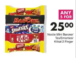 Save Nestle Mini Barone/Tex/Smarties/Kitkat 2 Finger offer