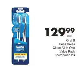 Save Oral B Criss Cross Deep Clean Value Pack Toothbrush 2's offer