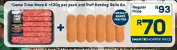 Pick n Pay Game Time Wors and PnP Hotdog Rolls offer