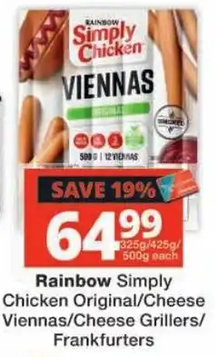 Checkers Rainbow Simply Chicken Viennas offer