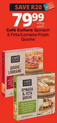 Checkers Café Culture Spinach & Feta/Lorraine Quiche offer
