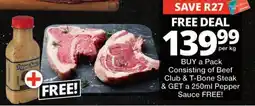 Checkers Consisting of Beef Club & T-Bone Steak offer