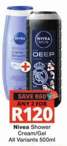 Checkers Nivea Shower Cream/Gel offer