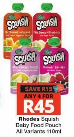 Checkers Rhodes Squish Baby Food Pouch offer