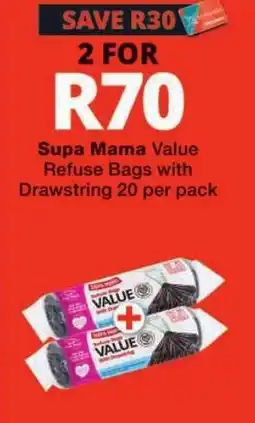Checkers Supa Mama Value Refuse Bags with Drawstring offer