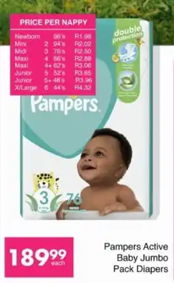 Save Hyper Pampers Active Baby Jumbo Pack Diapers offer