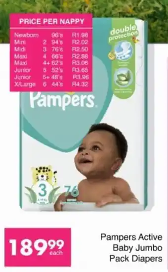 Pampers Active Baby Jumbo Pack Diapers