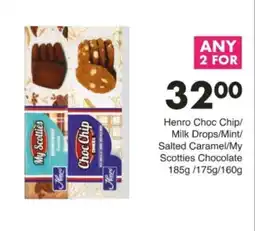 Save Hyper Henro Choc Chip/Milk Drops/Mint/Salted Caramel/My Scotties Chocolate offer