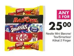Save Hyper Nestle Mini Barone/Tex/Smarties/Kitkat 2 Finger offer