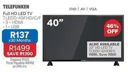 OK Furniture Telefunken - full hd led tv tledd-40fhd/c/f offer