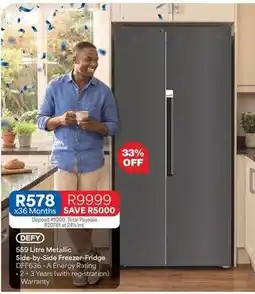 OK Furniture Defy - 559 litre metallic side-by-side freezer-fridge dff636 offer