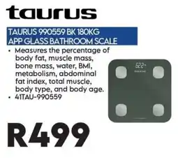 Sounds Great Taurus 990559 BK 180KG APP GLASS BATHROOM SCALE offer