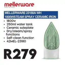 Sounds Great Mellerware 1800W Steam Spray Ceramic Iron offer