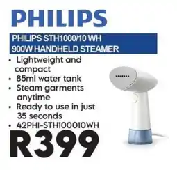 Sounds Great PHILIPS STH1000/10 WH 900W HANDHELD STEAMER offer