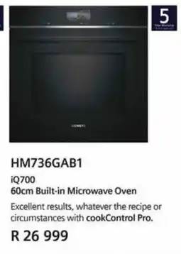 Sounds Great Siemens 60cm Built-in Microwave Oven offer