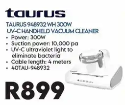 Sounds Great Taurus 948932 WH 300W UV-C Handheld Vacuum Cleaner offer
