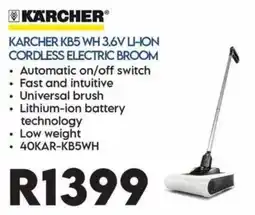 Sounds Great KARCHER KB5 WH 3.6V LI-ION CORDLESS ELECTRIC BROOM offer