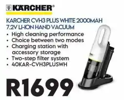 Sounds Great KARCHER CVH3 PLUS WHITE 2000MAH 7.2V LI-ION HAND VACUUM offer