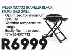 Sounds Great Weber 1501732 Traveler Black 1 Burn Gas Grill offer