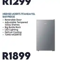 Sounds Great HISENSE M125RTS TITANIUM 92L BAR FRIDGE offer