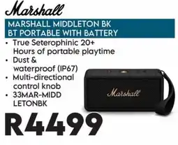 Sounds Great Marshall Middleton BK BT Portable with Battery offer