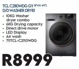 Sounds Great TCL C2110WDG GY 10/6 KG D/D WASHER DRYER offer