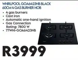 Sounds Great Whirlpool 60cm 4 Gas Burner Hob offer