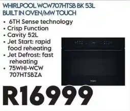 Sounds Great WHIRLPOOL BUILT IN OVEN/MW TOUCH offer