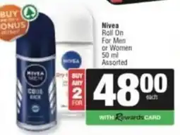 Spar Savemor Nivea Roll On For Men or Women Assorted offer