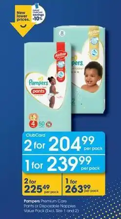 Clicks Pampers - premium care pants or disposable nappies offer