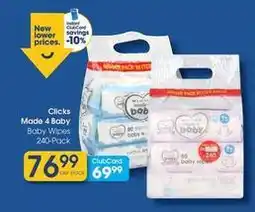 Clicks Clicks - baby wipes 240-pack offer