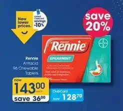 Clicks Rennie - antacid chewable tablets offer
