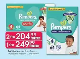 Clicks Pampers - active baby pants or disposable nappies jumbo pack offer