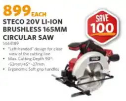 BUCO STECO 20V LI-ION BRUSHLESS 165MM CIRCULAR SAW offer