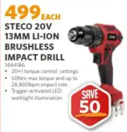 BUCO STECO 20V 13MM LI-ION BRUSHLESS IMPACT DRILL offer