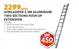 BUCO AFRILADDER 3.3M ALUMINIUM TWO SECTIONS PUSH UP EXTENSION offer