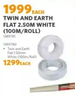BUCO Twin and Earth Flat 2.50mm White offer