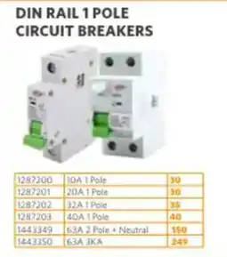 BUCO DIN RAIL 1 POLE CIRCUIT BREAKERS offer