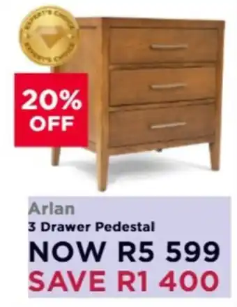 Dial a Bed Arlan 3 Drawer Pedestal offer