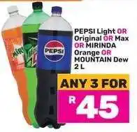 Game PEPSI Light/Original/Max, MIRINDA Orange, MOUNTAIN Dew 2L offer