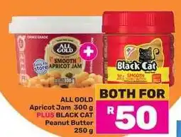 Game All Gold Apricot Jam 300g PLUS Black Cat Peanut Butter 250g offer