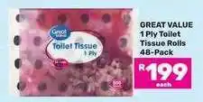 Game Great Value 1 Ply Toilet Tissue Rolls 48-Pack offer