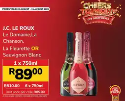 Jumbo J.C. LE ROUX Le Domaine,La Chanson, La Fleurette OR Sauvignon Blanc offer